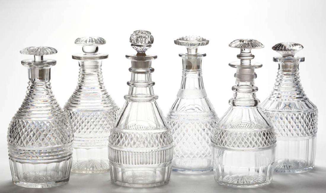 ASSORTED SHARP DIAMOND QUART DECANTERS, LOT OF SIX (1 of 1)