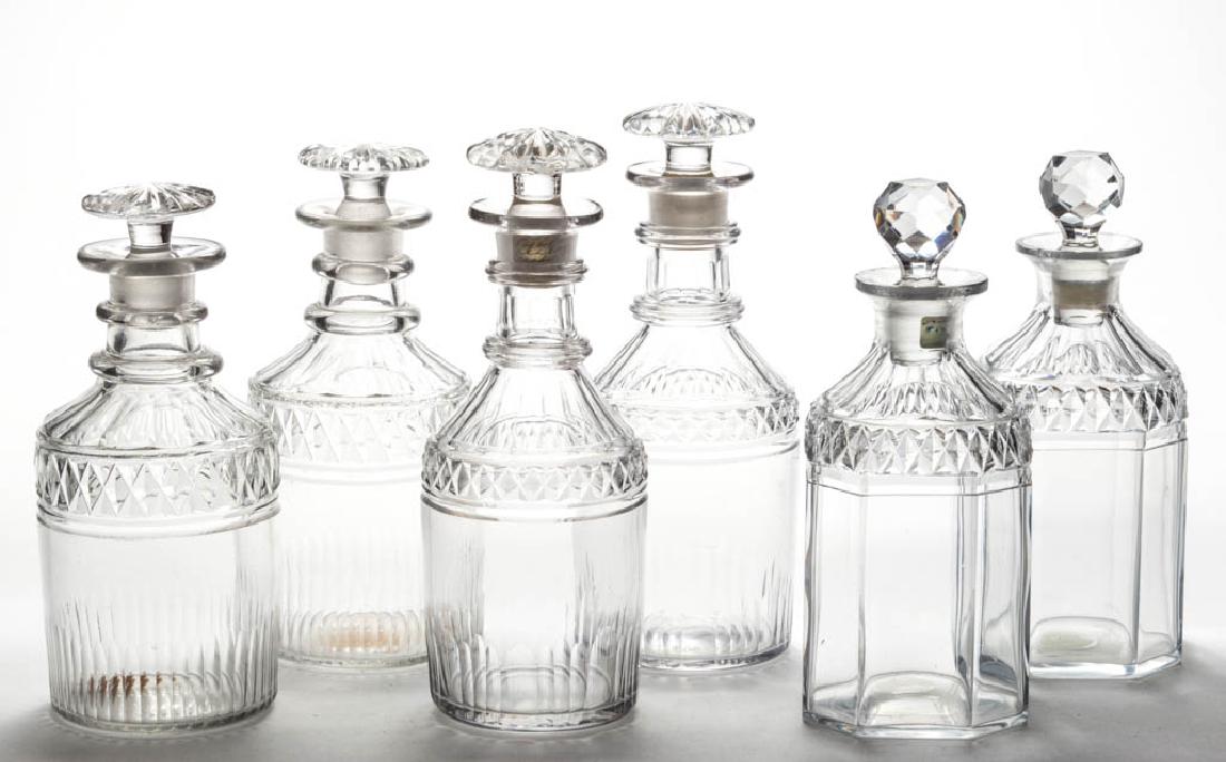 ASSORTED CUT DIAMOND CORDIAL / LIQUEUR DECANTERS, LOT (1 of 1)