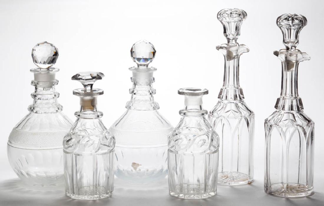 ASSORTED CUT PINT AND QUART DECANTERS, THREE PAIR (1 of 1)