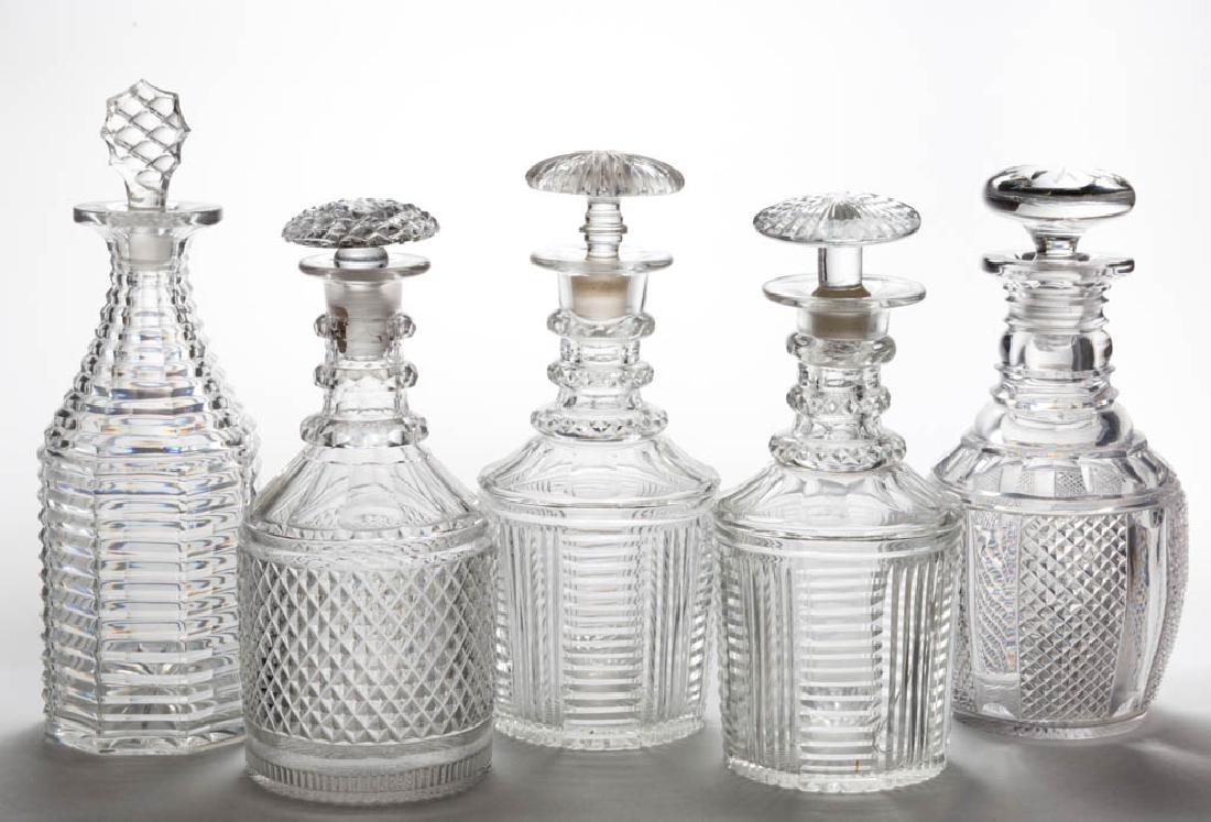 ASSORTED CUT QUART DECANTERS, LOT OF FIVE (1 of 1)