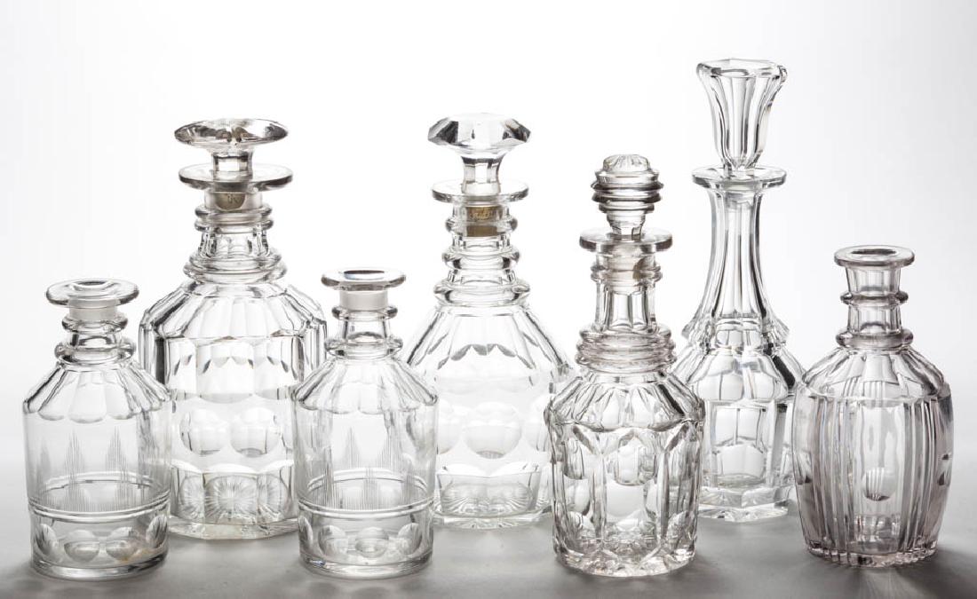 ASSORTED CUT PINT AND QUART DECANTERS, LOT OF SEVEN (1 of 1)