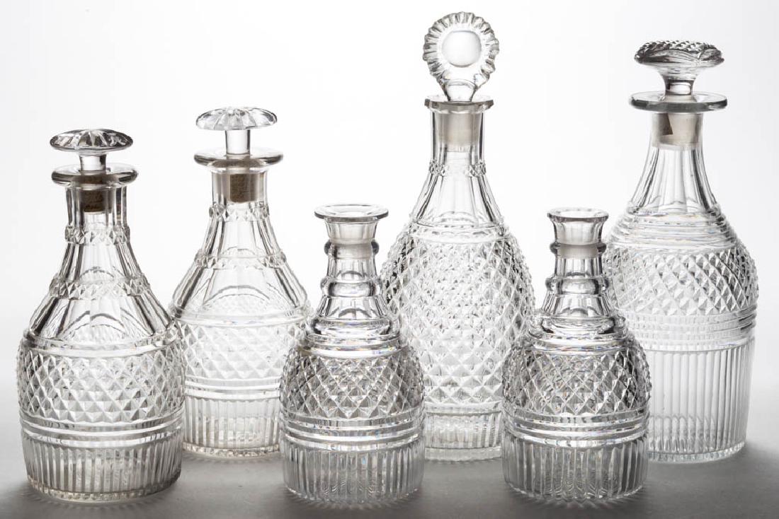ASSORTED CUT SHARP DIAMOND PINT AND QUART DECANTERS, (1 of 1)