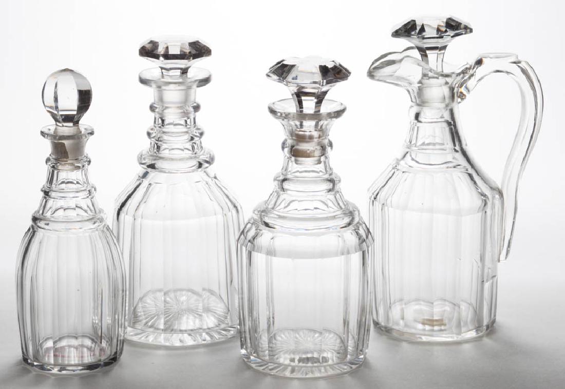 ASSORTED CUT NARROW PANEL PINT AND QUART DECANTERS, LOT (1 of 1)