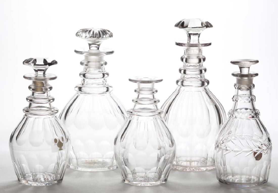 ASSORTED CUT FLUTE PINT AND QUART DECANTERS, LOT OF (1 of 1)