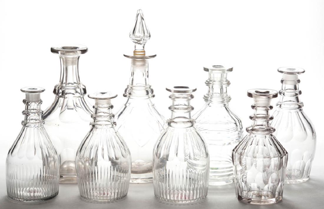 ASSORTED CUT PINT AND QUART DECANTERS, LOT OF EIGHT (1 of 1)