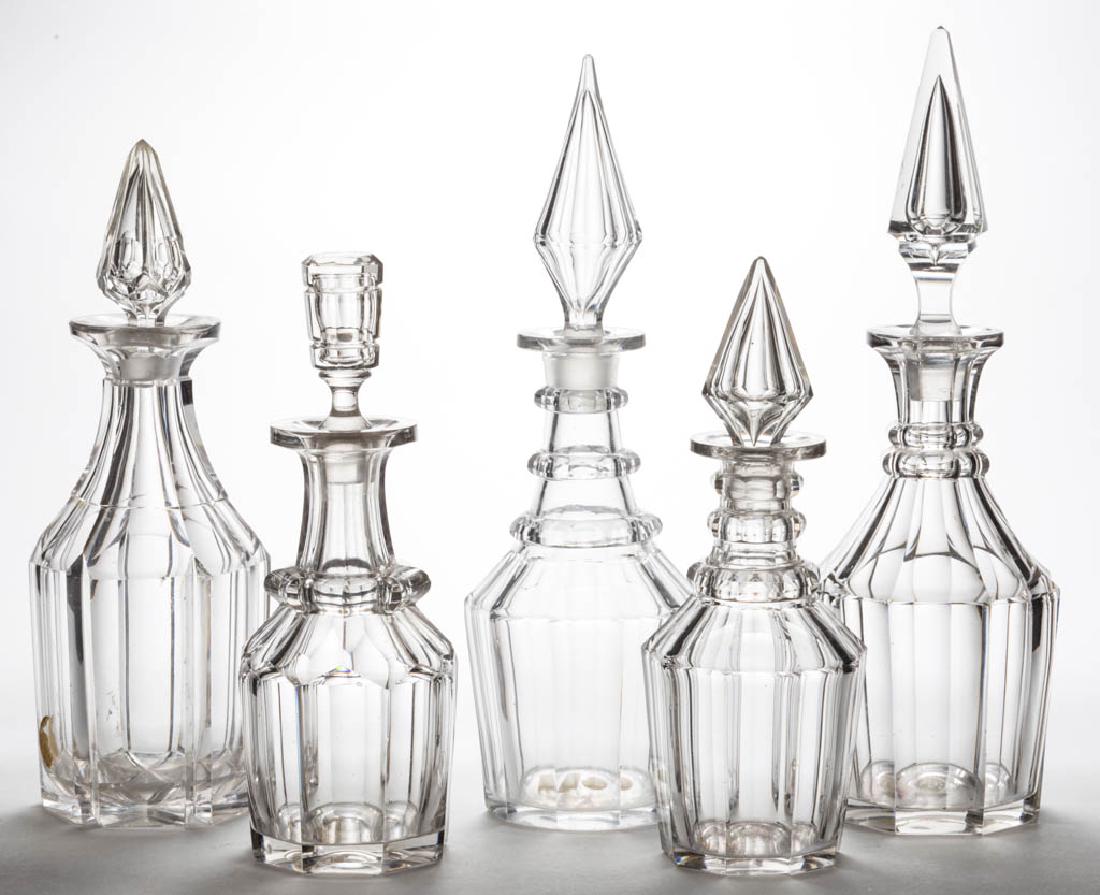 ASSORTED CUT BROAD PANEL PINT AND QUART DECANTERS, LOT (1 of 1)