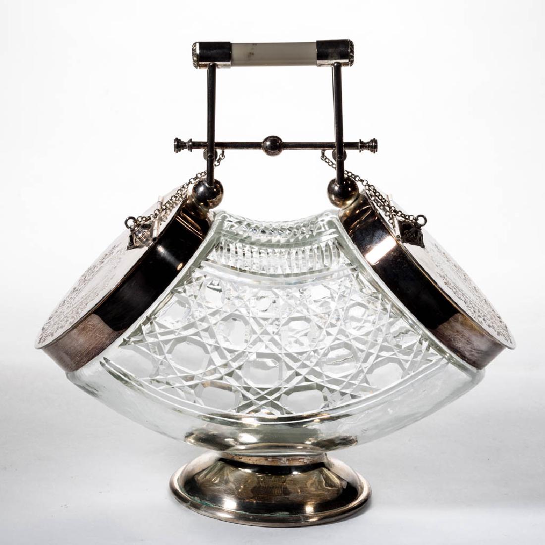 ENGLISH CUT GLASS AND SILVER-PLATED FIGURAL BISCUIT JAR (1 of 2)