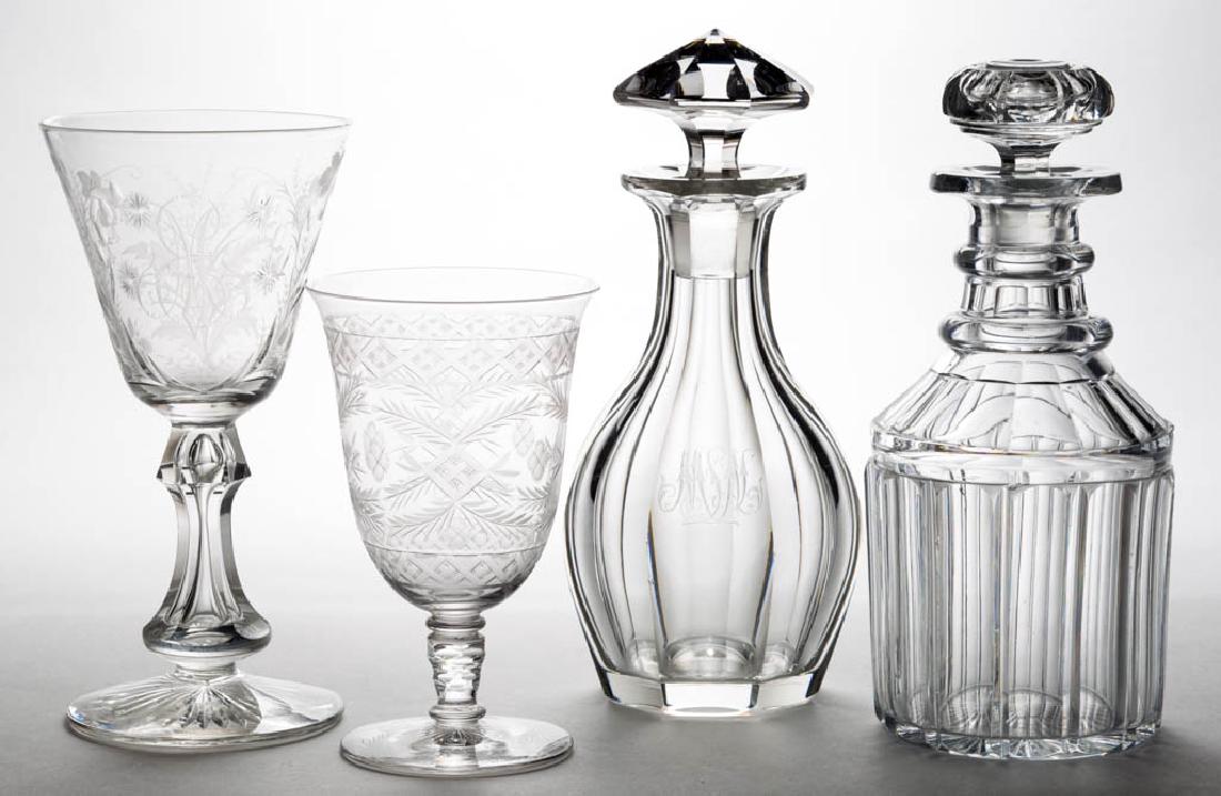 ASSORTED CUT AND ENGRAVED GLASS BEVERAGE ARTICLES, LOT (1 of 1)