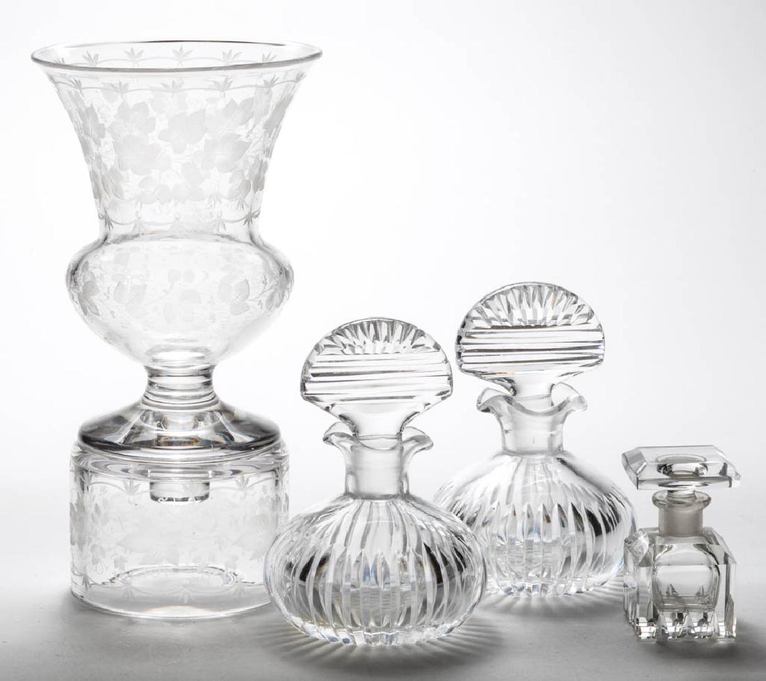 ASSORTED CUT AND ENGRAVED GLASS DRESSER ARTICLES, LOT (1 of 1)