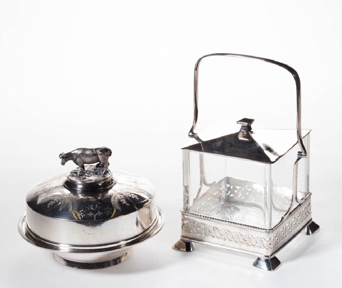 CUT GLASS AND SILVER-PLATED SERVING ARTICLES, LOT OF (1 of 1)