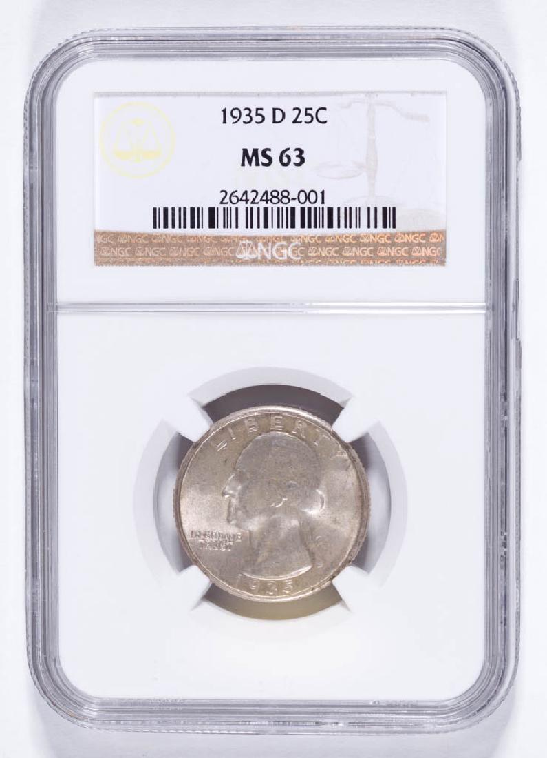 UNITED STATES WASHINGTON 1935-D MS63 25C SILVER COIN (1 of 2)