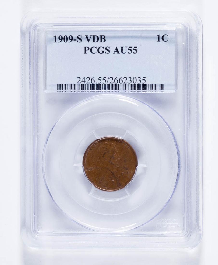 UNITED STATES LINCOLN 1909-S VDB AU55 1C COIN (1 of 2)
