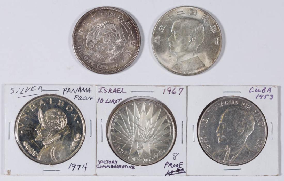 ASSORTED FOREIGN SILVER COINS, LOT OF FIVE (1 of 2)