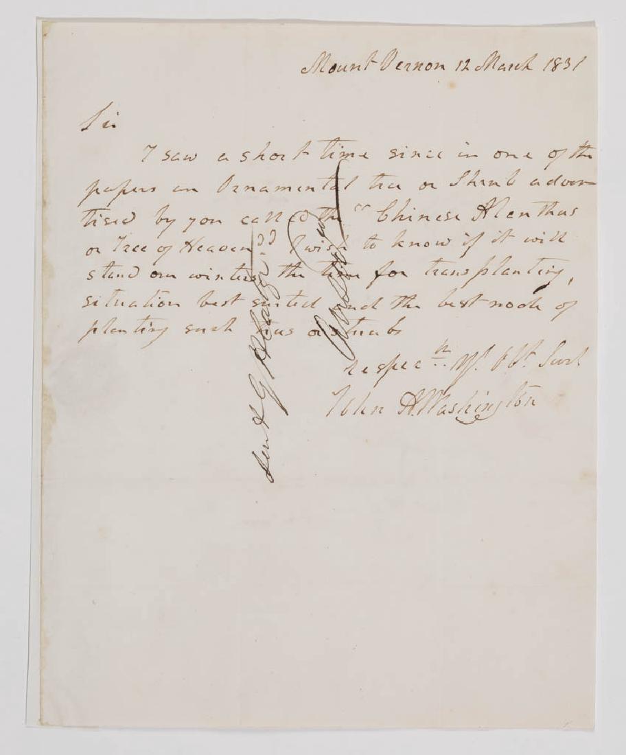 JOHN AUGUSTINE WASHINGTON II (1789-1855), MT. VERNON, (1 of 2)
