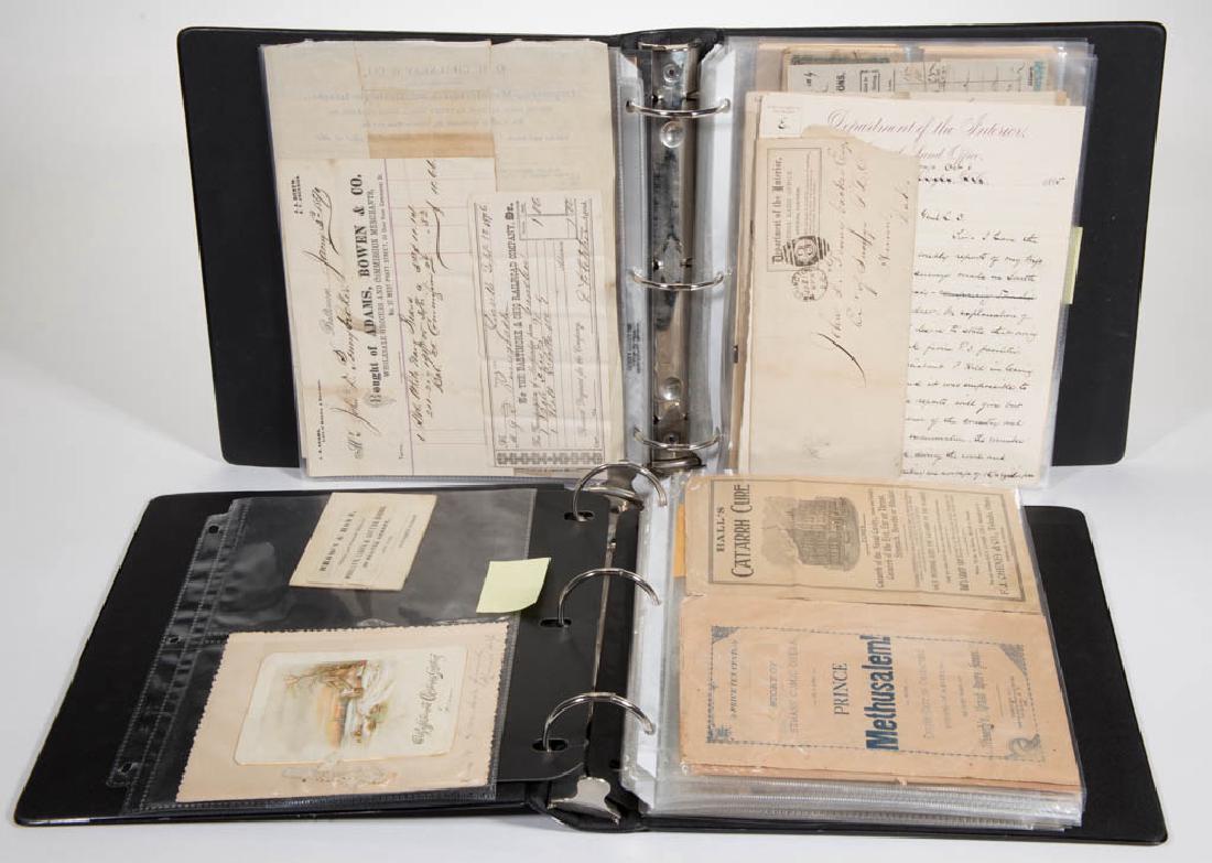 ASSORTED PRINTED AND MANUSCRIPT EPHEMERA IN TWO ALBUMS (1 of 2)