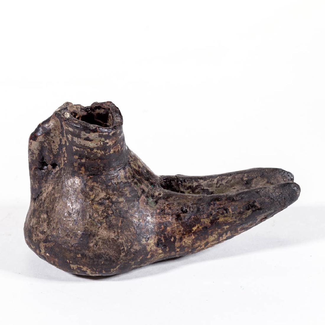 PRIMITIVE EARTHENWARE / REDWARE GREASE LAMP (1 of 3)