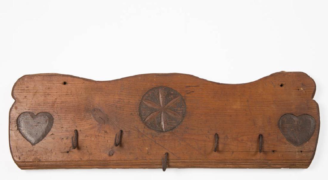 YELLOW PINE AND WROUGHT-IRON WALL GAME RACK (1 of 1)