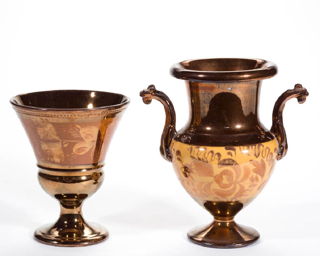 ENGLISH COPPER LUSTRE CERAMIC ARTICLES, LOT OF TWO (1 of 1)