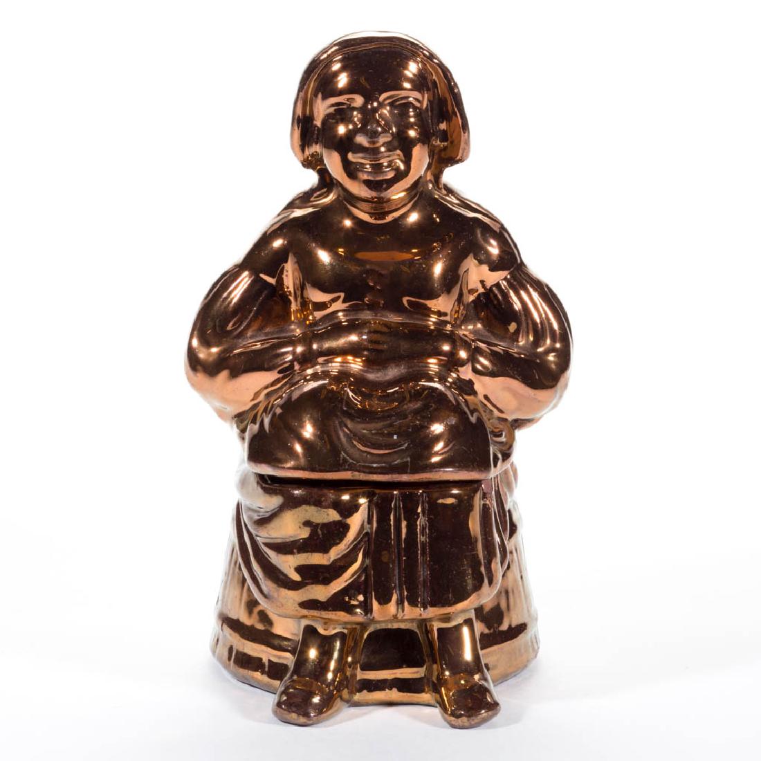ENGLISH COPPER LUSTRE FIGURAL CERAMIC COVERED SUGAR (1 of 3)