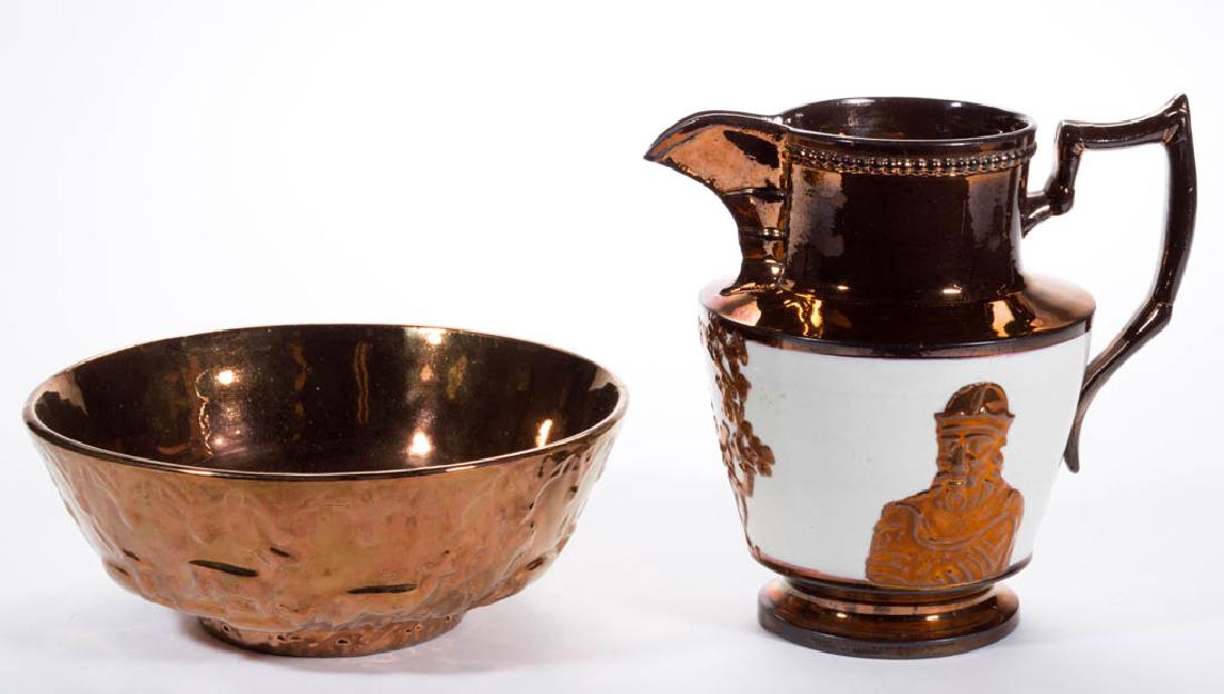 ENGLISH COPPER LUSTRE CERAMIC ARTICLES, LOT OF TWO (1 of 1)