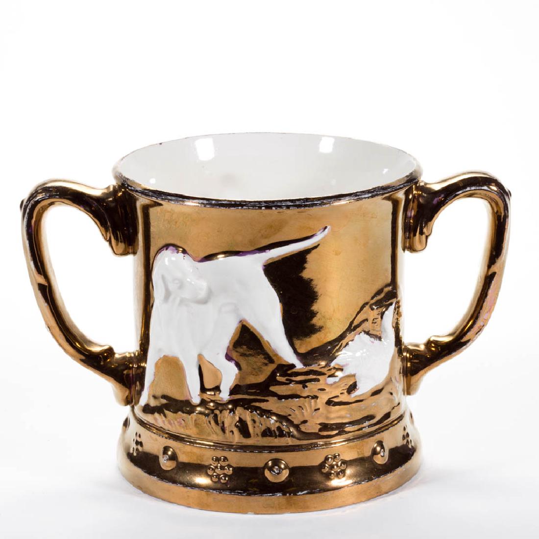 ENGLISH COPPER LUSTRE FROG LARGE CERAMIC MUG / LOVING (1 of 3)