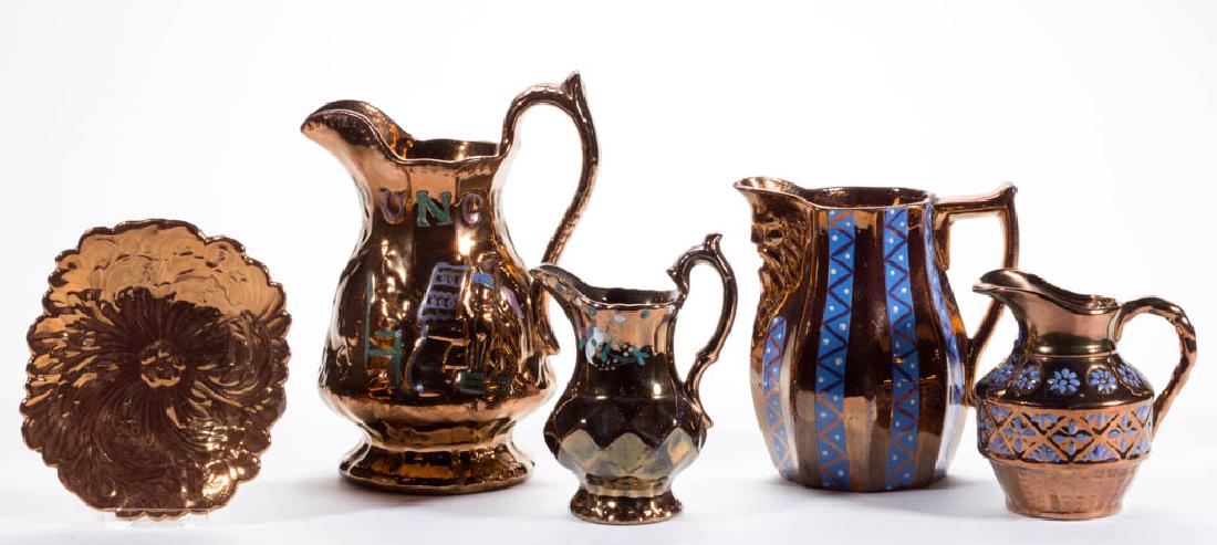 ENGLISH COPPER LUSTRE CERAMIC ARTICLES, LOT OF FOUR (1 of 1)