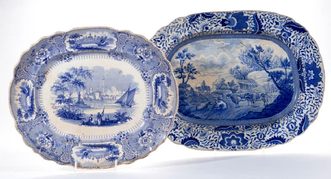 ENGLISH TRANSFER-PRINTED CERAMIC PLATTERS, LOT OF TWO (1 of 3)