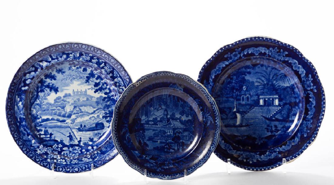 ENGLISH TRANSFER-PRINTED CERAMIC PLATES, LOT OF THREE (1 of 1)