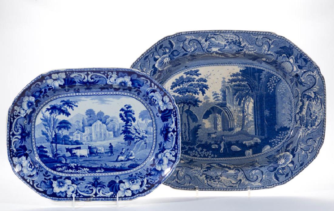 ENGLISH TRANSFER-PRINTED CERAMIC PLATTERS, LOT OF TWO (1 of 3)