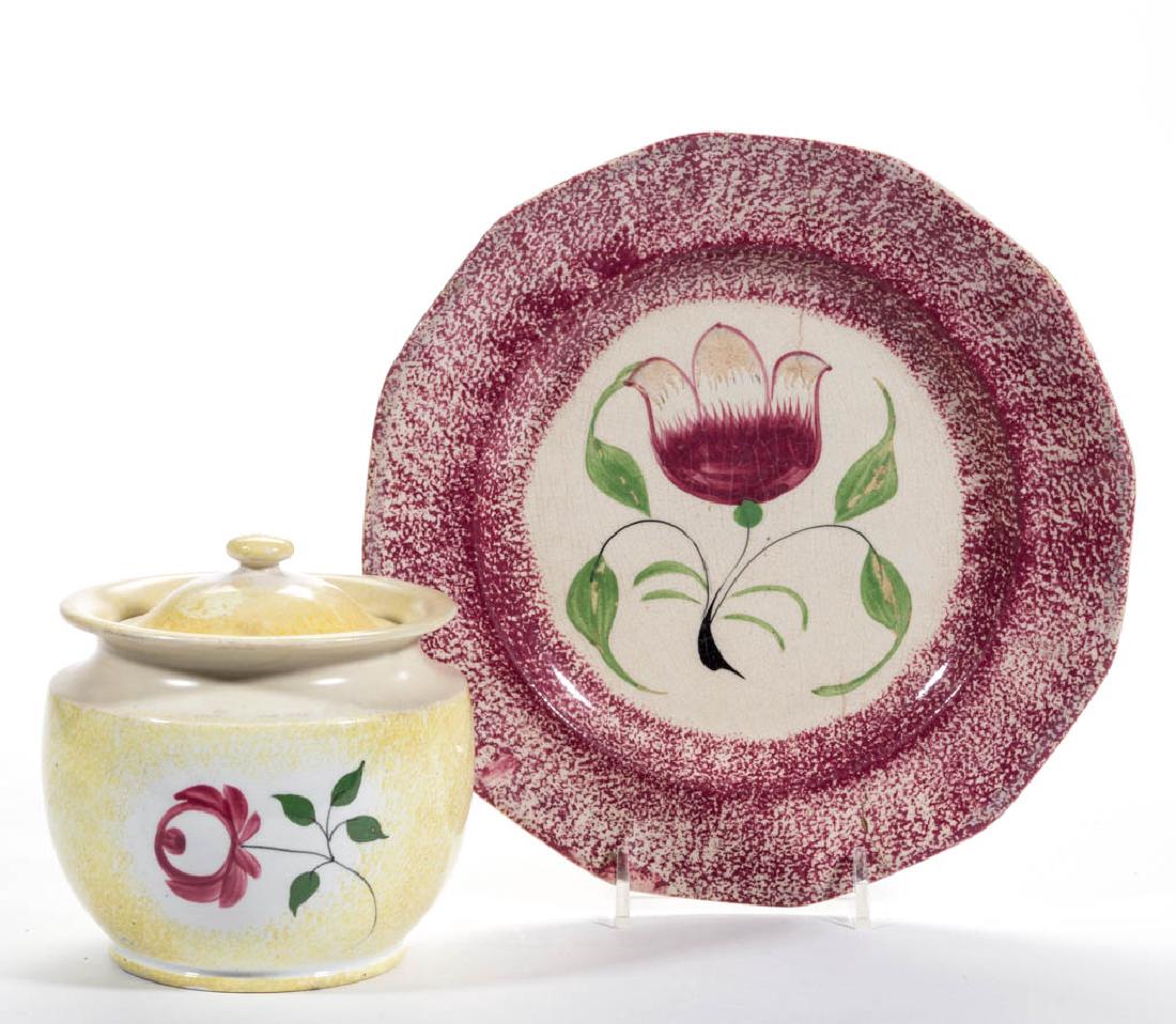 ENGLISH SPATTERWARE CERAMIC ARTICLES, LOT OF TWO (1 of 2)