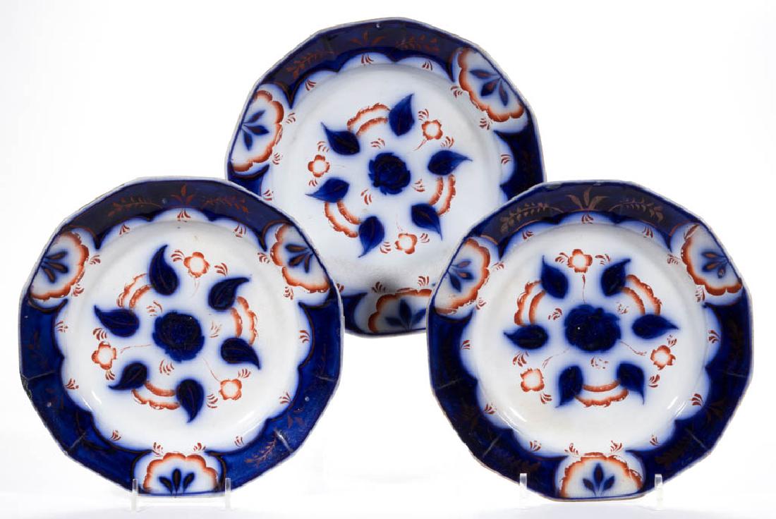 ENGLISH GAUDY DUTCH FLOW BLUE IRONSTONE PLATES, LOT OF (1 of 1)