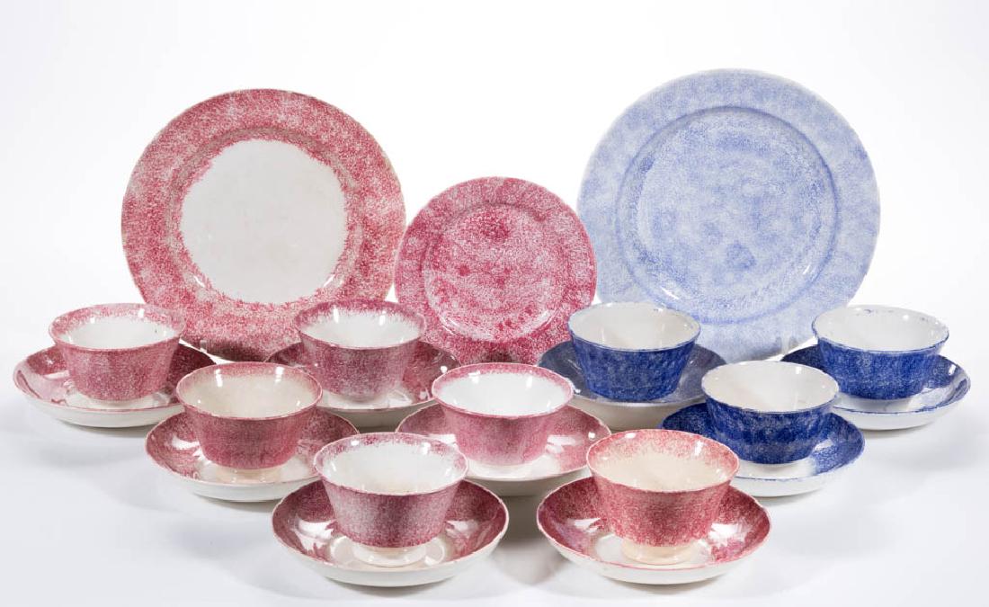 ENGLISH SPATTERWARE CERAMIC ARTICLES, LOT OF 21 (1 of 1)