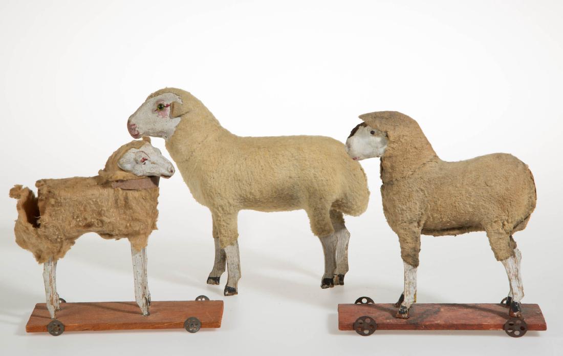 GERMAN COMPOSITION FIGURAL PULL TOYS, LOT OF THREE (1 of 2)