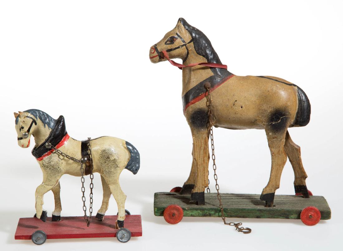 GERMAN COMPOSITION FIGURAL PULL TOYS, LOT OF TWO (1 of 2)