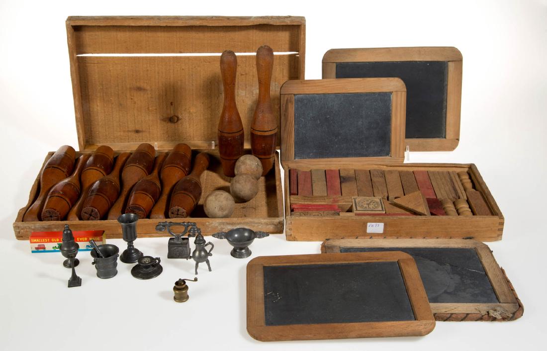 ASSORTED WOOD / METAL CHILDREN'S TOY ARTICLES, LOT OF (1 of 4)