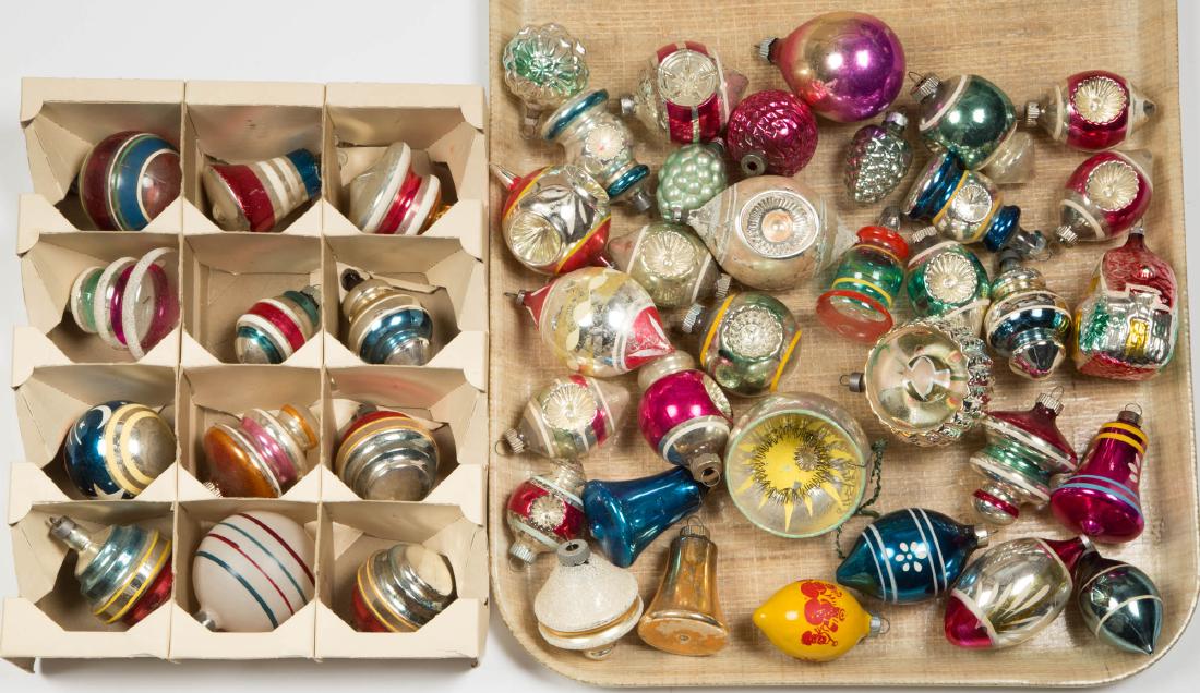 VINTAGE GLASS FIGURAL CHRISTMAS ORNAMENTS, LOT OF 46 (1 of 1)