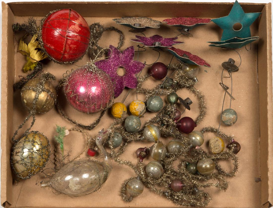 VINTAGE GLASS AND OTHER FIGURAL CHRISTMAS ORNAMENTS, (1 of 1)