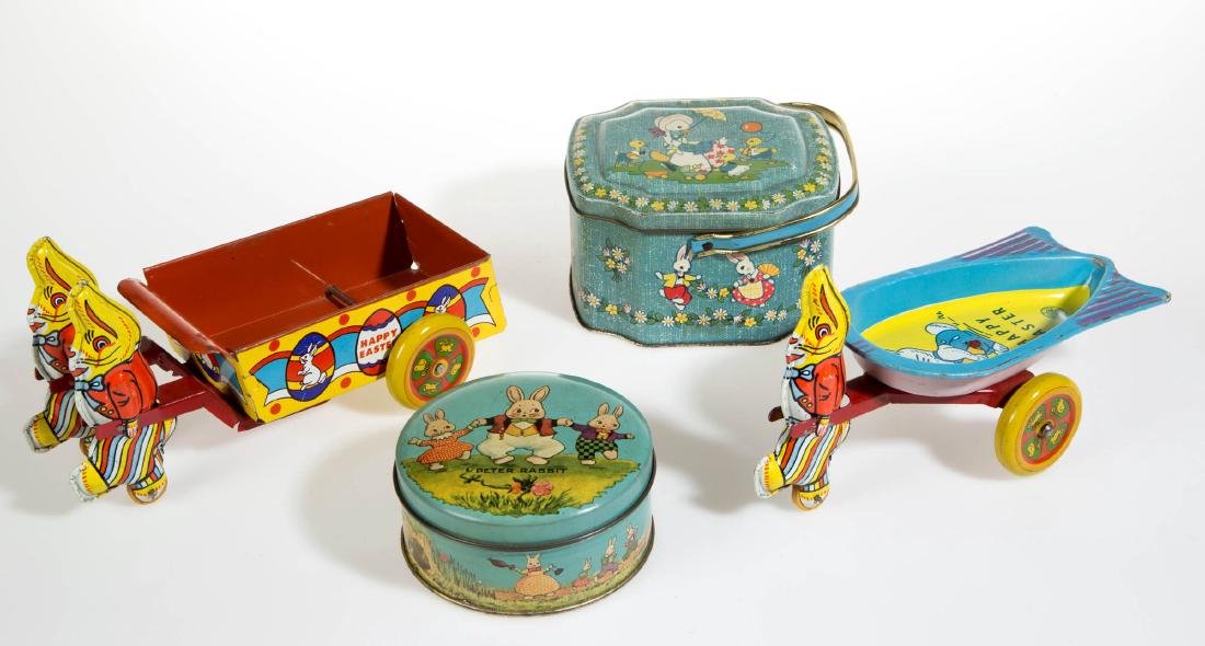 VINTAGE TIN EASTER TOYS / ARTICLES, LOT OF FOUR (1 of 1)