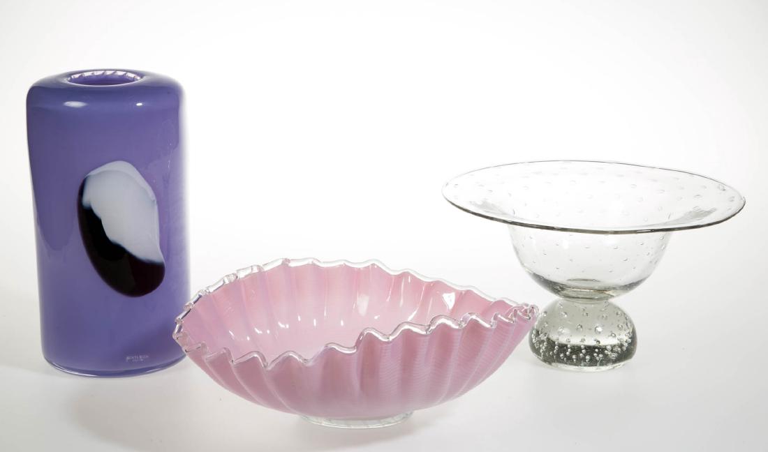 ASSORTED STUDIO GLASS ARTICLES, LOT OF THREE (1 of 1)