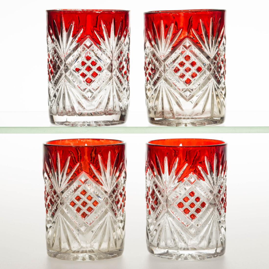 DIAMOND AND SUNBURST VARIANT - RUBY-STAINED TUMBLERS (1 of 1)