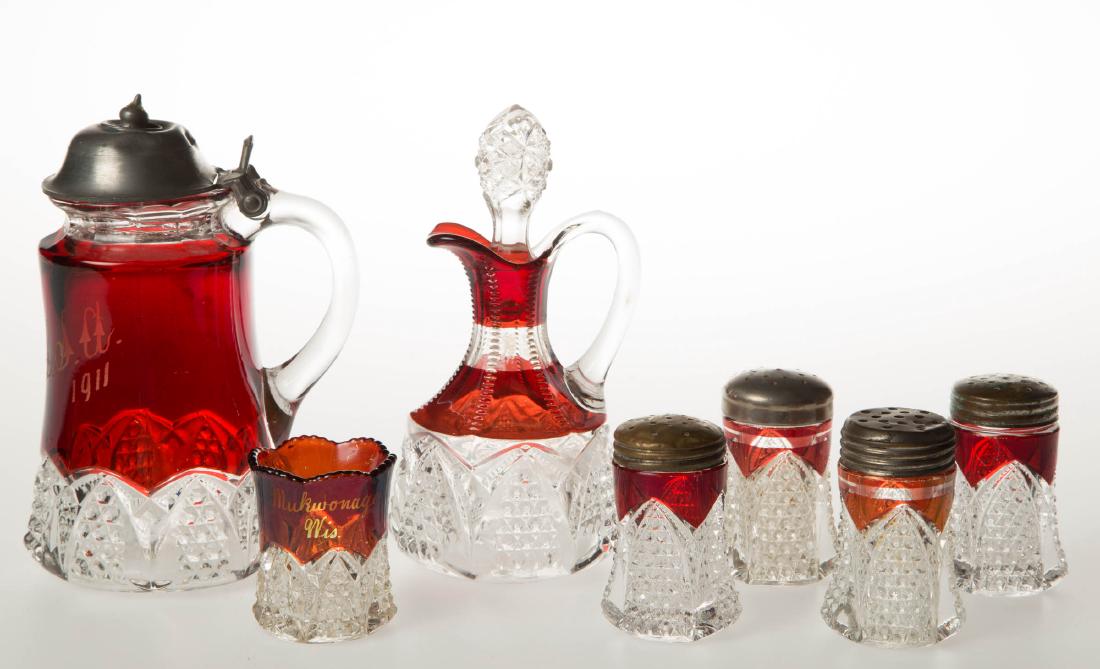 DUNCAN NO. 39 / BUTTON ARCHES - RUBY-STAINED ARTICLES, (1 of 1)