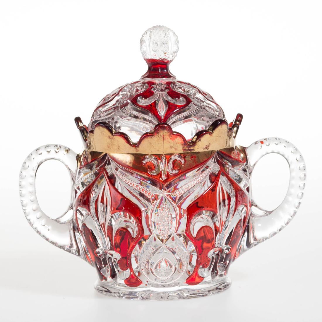 HIGBEE FLEUR-DE-LIS (OMN) - RUBY-STAINED COVERED SUGAR (1 of 1)