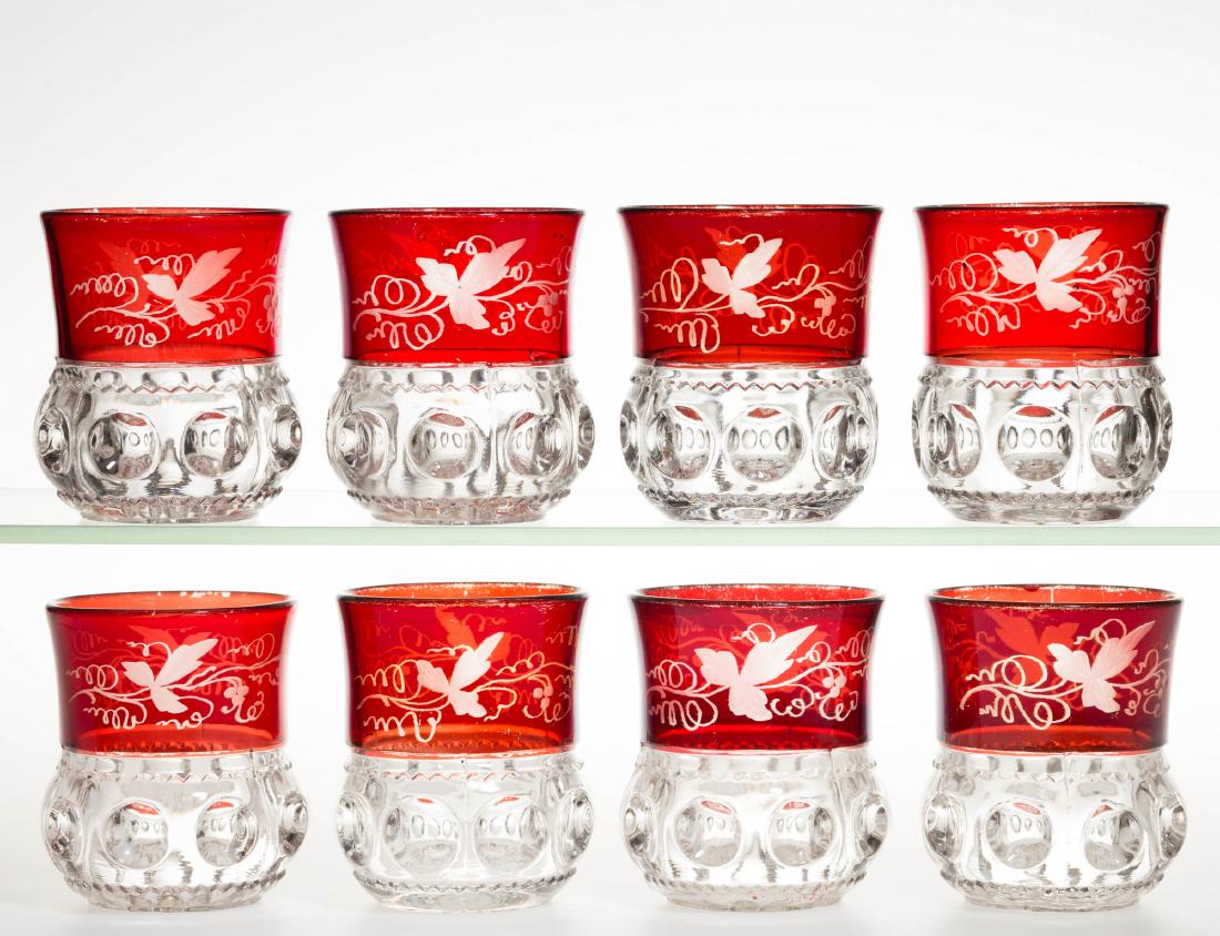 KING'S CROWN / EXCELSIOR (OMN) - RUBY-STAINED TUMBLERS, (1 of 1)