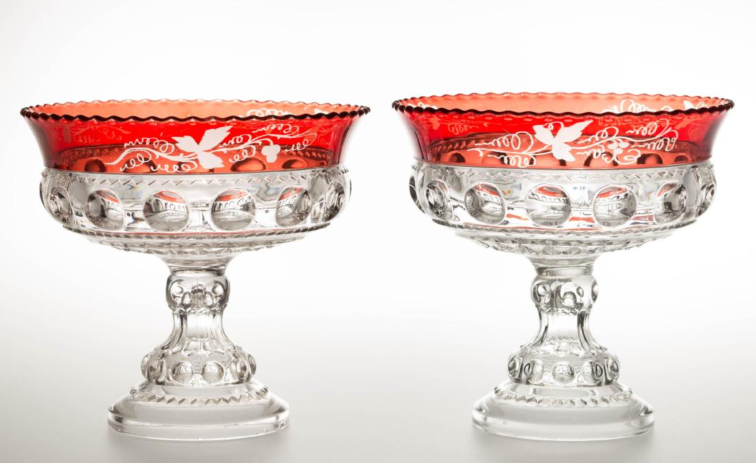 KING'S CROWN / EXCELSIOR (OMN) - RUBY-STAINED NEAR PAIR (1 of 1)