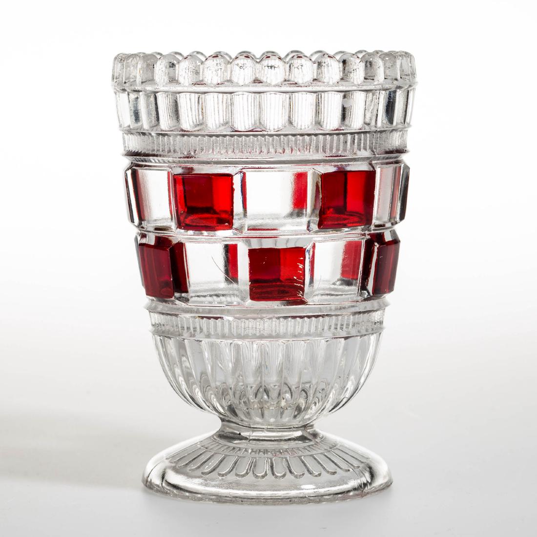 PERSIAN / BLOCK AND PLEAT - RUBY-STAINED SPOONER (1 of 1)