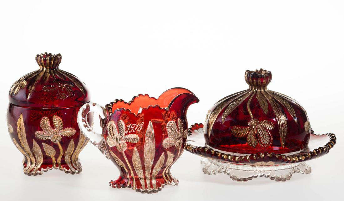 REBECCA / JAPANESE IRIS - RUBY-STAINED THREE-PIECE (1 of 1)