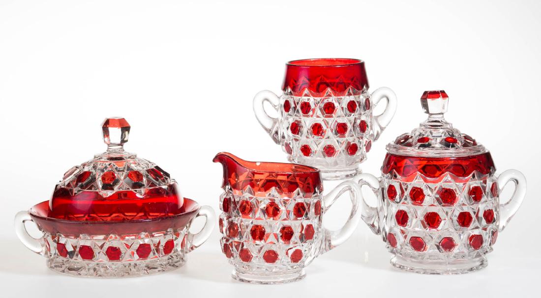 RED BLOCK - RUBY-STAINED FOUR-PIECE TABLE SET (1 of 1)