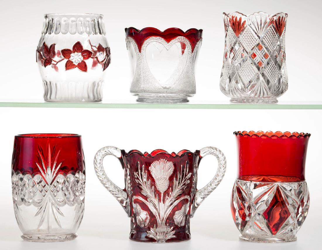 ASSORTED EAPG - RUBY-STAINED SPOONERS, LOT OF SIX (1 of 1)