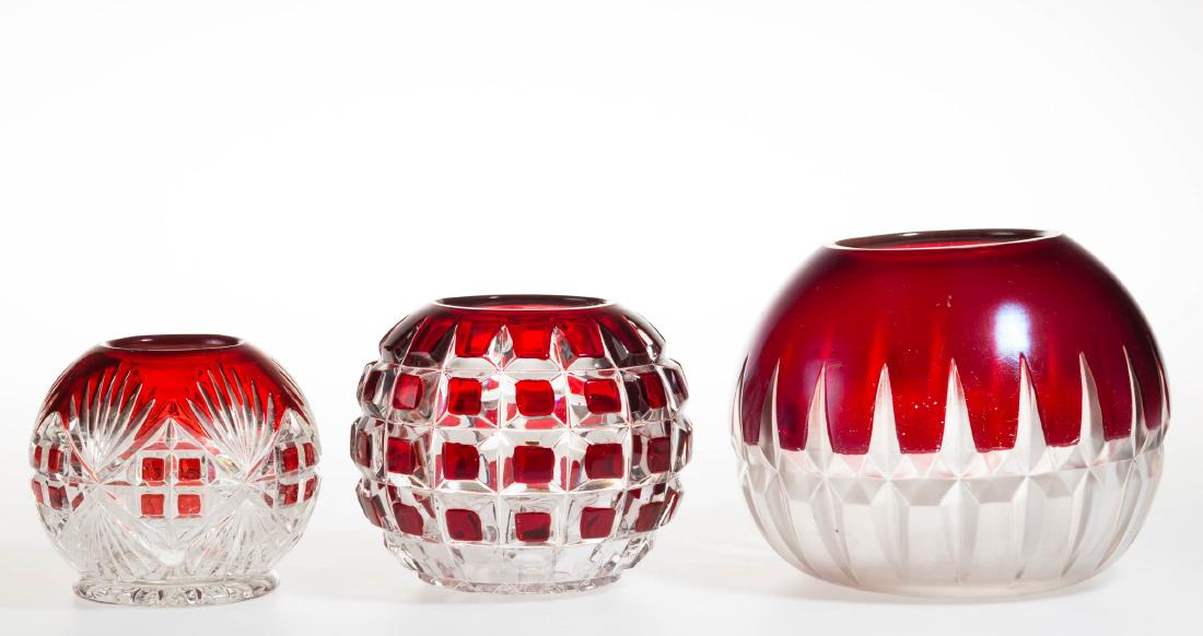 ASSORTED EAPG - RUBY-STAINED ROSE BOWLS, LOT OF THREE (1 of 1)