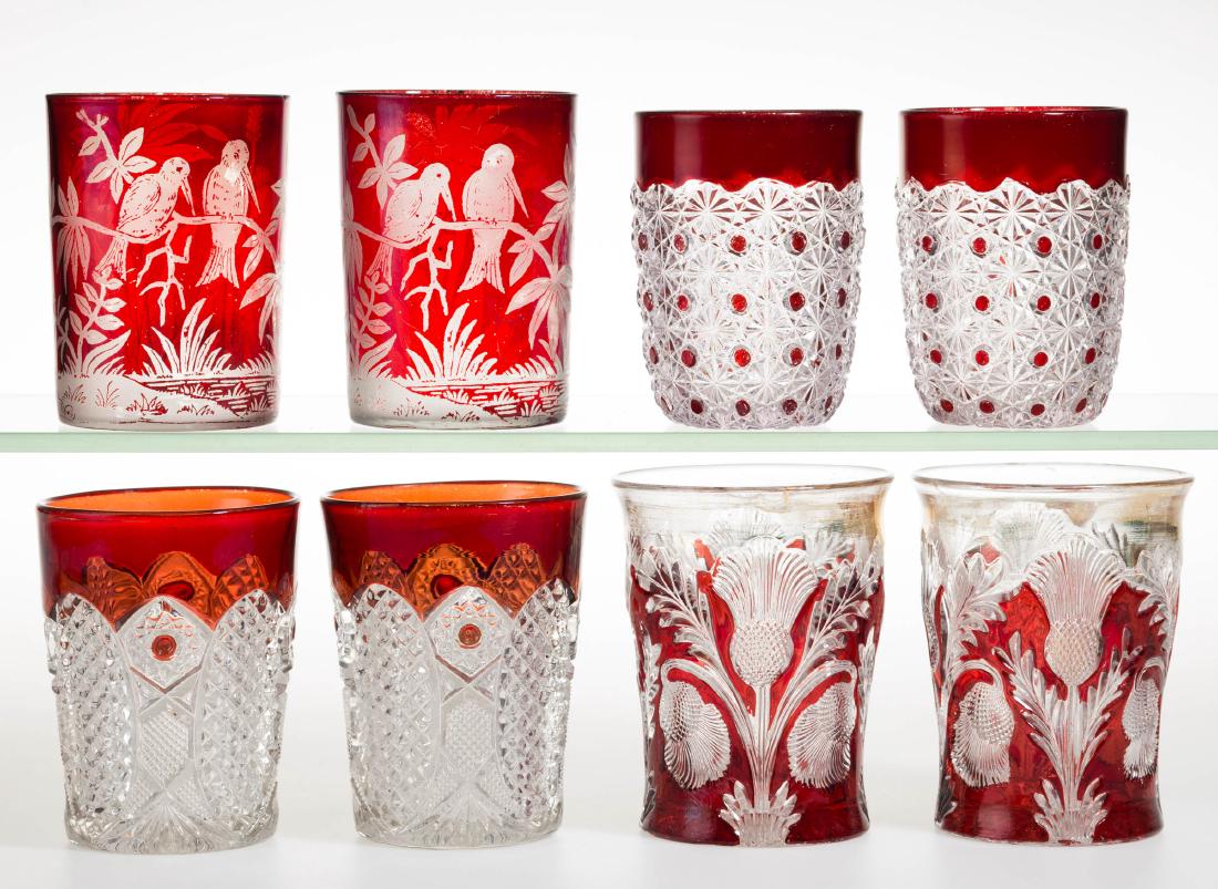 ASSORTED EAPG - RUBY-STAINED TUMBLERS, LOT OF EIGHT (1 of 1)